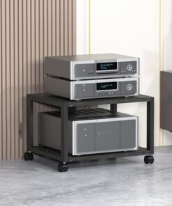 Générique Support Audio, Support multimédia AV avec Roue, Support Audio de Stockage Ouvert, Support Audio, étagère pour Console de Jeux vidéo, Tour Audio, étagères réglables, étagère d'angle, Support