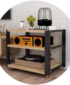 Générique Support HiFi Support de Tourne-Disque Support Audio à 3 Niveaux à Coins arrondis Meuble de Divertissement à Domicile Multicouche sur Pied