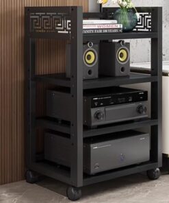 Meuble stéréo, Support multimédia pour Composants AV, Support Audio à Plusieurs Niveaux, Tour Audio roulante, Meuble Audio sur Pied, Support pour Lecteur CD, étagère d'angle réglable, suppor