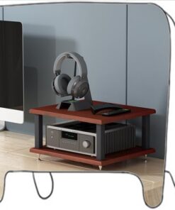 Meuble de Rangement AV 2, 3 ou 4 Niveaux, Meuble HiFi Mobile, Support pour Lecteur CD, Tour Audio, étagères en Bois, Centre multimédia d'angle pour la Maison (Teck, 2 niveaux/40 x 35 x 15 cm