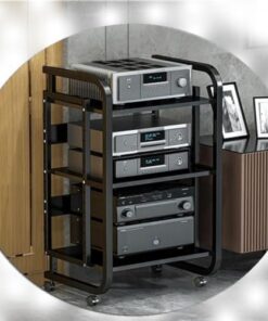 Générique Support Audio à 2/3/4 Niveaux, Support multimédia AV Ouvert, étagère pour Lecteur CD, Armoire de Rangement pour Composants stéréo, Support Audio Mobile, Tour pour Lecteur de disques d'angle