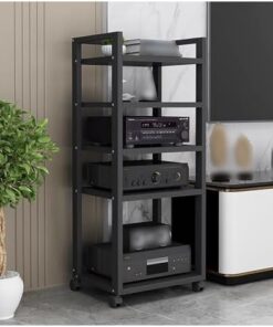 Support multimédia à 5 niveaux de 120 cm de haut, armoire à composants audio/vidéo, armoire à composants stéréo, armoire AV pour cinéma à domicile, tourne-disque/platine/récepteur stéréo (no