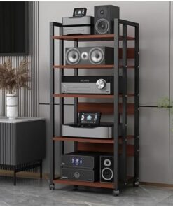 Meuble de Rangement stéréo Autonome à 4/5/6 Niveaux avec Support multimédia, Centre de Divertissement d'angle, étagère pour Tourne-Disque/Haut-Parleur/amplificateur/récepteur, unité de Range