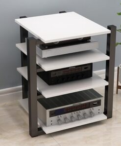 Système de Rack stéréo Moderne, Meuble amplificateur à 4 Niveaux de 35 Pouces de Hauteur, étagère multimédia HiFi pour Salle d'enregistrement/hôtel/café, Support de Lecteur CD DVD Audio-vidé