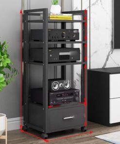 Support d'imprimante à 3 Niveaux avec tiroir et roulettes Support multimédia Audio vidéo pour Composants stéréo de Divertissement à Domicile