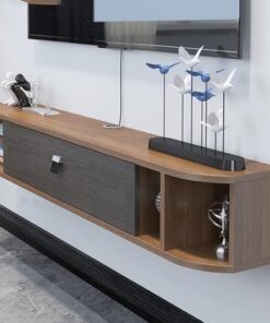Générique Meuble TV Flottant, Support TV, Centre de Divertissement, Console TV Murale, Table TV, Console multimédia, Supports TV pour Salon (Couleur : Marron, Taille : 120 cm/47 Pouces)