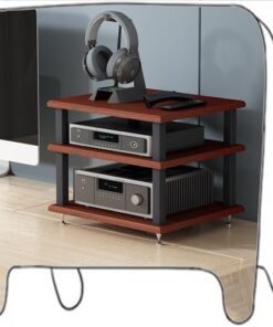 Meuble de Rangement AV 2, 3 ou 4 Niveaux, Meuble HiFi Mobile, Support pour Lecteur CD, Tour Audio, étagères en Bois, Centre multimédia d'angle pour la Maison (Teck, 3 niveaux/40 x 35 x 25 cm
