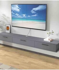 Meuble TV Suspendu, Support TV Flottant fixé au Mur, étagère de Console multimédia en Bois Moderne, Centre de Divertissement Flottant pour Le Rangement sous la télévision pour Le Salon et la
