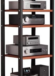 Support d'angle pour composants multimédias audio/vidéo à 5 niveaux, meuble de divertissement stéréo pour bureau, cinéma maison, console de jeu, lecteur CD/DVD, grande étagère pour équipemen