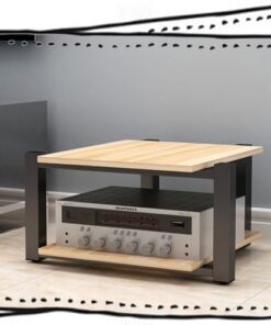 Meuble multimédia AV, Tour de Rack Audio, Rack d'amplificateur HiFi, étagère Audio-vidéo, Meuble de Rangement Ouvert pour Composants stéréo de Divertissement (Noyer Clair, 2 Niveaux)