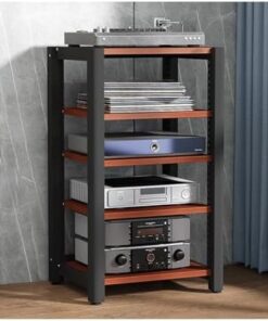 Support de Tour Audio HiFi avec étagères réglables, Meuble de Rangement AV en Bois, étagère d'angle, vitrine pour Lecteur CD/DVD, adapté au Home cinéma (Rotatif, 3 Niveaux).