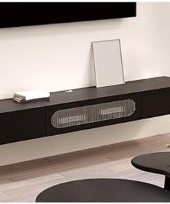 Générique Meuble TV Flottant avec tiroirs et Porte, Console multimédia Murale en Bois, Centre de Divertissement Moderne, Support de Rangement TV pour Salon, étagère de Rangement de Table pour sous TV