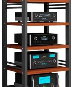 Support HiFi à 5 Niveaux, étagère multimédia AV réglable, Tour Audio Mobile pour Lecteur CD et chaîne stéréo de Salon, Meuble de Rangement pour la Maison/Le Bureau/Le cinéma Maison (A)