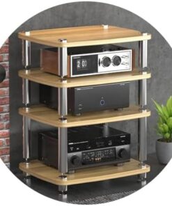 Support audio, meuble audio haut de gamme à 4 niveaux | Support TV à étagère AV - Robuste et élégant | 60 x 48 x 76 cm | Composants audio et vidéo | Pieds absorbants pour des performances am
