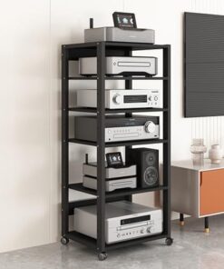 Générique Support multimédia Multicouche, Support Audio, Support multimédia Tour AV, étagère pour équipement électronique à 5, 6 ou 7 Niveaux, Support Mobile Noir pour Lecteur de disques DVD, étagère