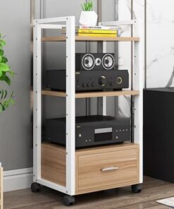 Étagère mobile pour audio de 1 m de haut, armoire de support d'amplificateur pour salle d'enregistrement/stockage d'équipement multimédia pour cinéma maison, support de divertissement à plus