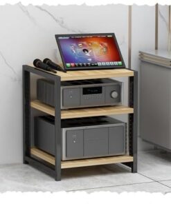 Meuble de Rangement multimédia à 4/5/6 Niveaux Support multimédia AV réglable Étagères en Bois Support stéréo Armoire AV Composants Audio vidéo Armoire Centre multimédia d'angle à Domicile (
