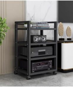 Support audio amovible, support d'angle pour CD, armoire à composants, support stéréo, tour audio avec étagère en bois réglable en hauteur pour la maison/le bureau/audio vidéo (couleur : B-4