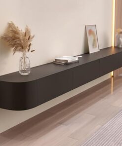 Générique Meuble TV Flottant Moderne, étagères flottantes avec Porte, Meuble TV Mural, Grand Banc de Rangement TV pour Salon et Bureau, Meuble TV (Noir, 180 cm)