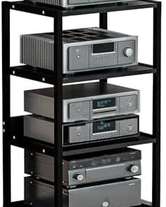 Générique Support Audio, Support multimédia d'angle, armoires stéréo, armoires multimédia, étagère d'armoire de Jeu vidéo de Divertissement, pour la Maison (Noir)