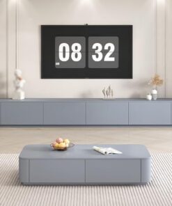 Meuble TV Moderne avec rangements généreux – Élégant Meuble TV avec étagères et Portes, Console de Divertissement élégante pour Salon (Blanc, 160 cm)