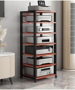 Meuble de Rangement pour Audio/vidéo à 7 Niveaux de 131 cm de Haut, Tour pour téléviseur, amplificateur de Haut-Parleur, Console de Jeu, récepteur, Lecteur DVD, CD, unité de Composants, Cent
