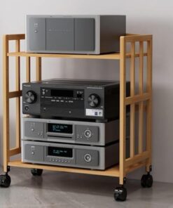 Support pour Lecteur DVD, Meuble TV en Bois - Support de Platine Vinyle Mobile pour Salon et Bureau.