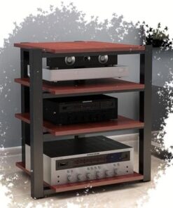 Meuble multimédia AV 2/3/4 Niveaux, étagère Audio-vidéo, Meuble de Rangement multimédia, Support stéréo Moderne, Tour Audio pour équipement Audio HiFi (Teck, 4 Niveaux)