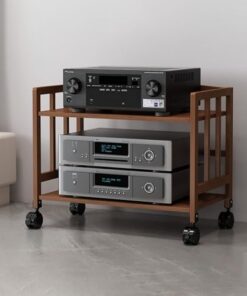 Étagère DVD, support multimédia avec roulettes, étagère de jeu, support multimédia AV, étagère d'angle, meuble TV d'angle mobile, vitrine audio pour lecteurs DVD/décodeurs de câbles/consoles