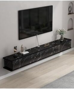Meuble TV Mural Flottant, Console multimédia Moderne avec Meuble de Rangement pour Chambre et Salon (Noir, 120 cm/47 po)