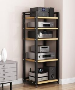 Générique Support multimédia pour Composants Audio-vidéo, équipement stéréo, Consoles de Jeu, appareils de Streaming, étagère réglable à 5 Niveaux (Couleur : A)