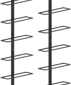 vidaXL Casiers à Bouteilles muraux pour 20 Bouteilles 2 pcs Noir Métal
