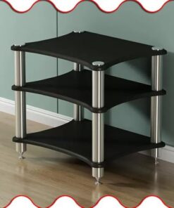 Support Audio vidéo, Support multimédia Audio-vidéo à 4 Niveaux, Meuble de Composants AV, étagère stéréo Multifonction, Support Audio Moderne, Meuble de Rangement avec Coussinets Absorbant l
