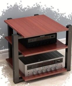 Meuble multimédia AV 2/3/4 Niveaux, étagère Audio-vidéo, Meuble de Rangement multimédia, Support stéréo Moderne, Tour Audio pour équipement Audio HiFi (Teck, 3 Niveaux)