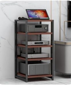 Meuble Audio Professionnel HiFi Racks à 5 Niveaux, Support multimédia AV réglable en Hauteur pour Lecteur CD, amplificateur Audio stéréo, Armoire de Rangement multimédia (Noyer)