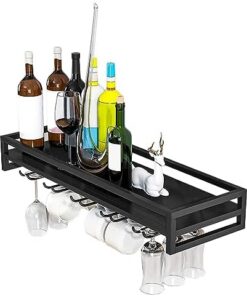Porte-Bouteilles Mural pour Verres à vin, Peu encombrant, Facile à Installer, pour Bar de Cuisine, avec vis, pour Cuisine, Bar, pub