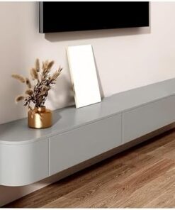 Générique Meuble TV Flottant, unité TV Flottante, Meuble de Console multimédia Mural pour décodeur câble, Meuble TV en Bois, Centre de Divertissement Moderne, Meuble TV (Gris, 140 x 24 x 20 cm)