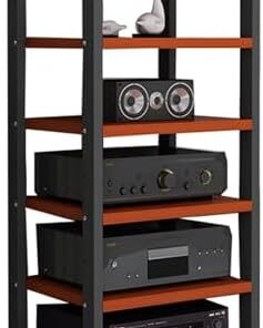 Étagère d'angle pour Support multimédia AV à 6 Niveaux, Armoire de Rangement Multifonction pour Composants stéréo de Divertissement, Support Audio avec étagères en Bois réglables en Hauteur