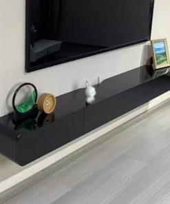 Générique Meuble TV Mural pour Salon, Meuble TV Flottant, Console multimédia TV, Meuble TV Noir/Blanc avec Deux tiroirs (A, 160 cm/63,0 Pouces)