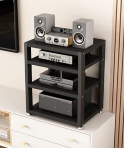 Meuble Audio Ouvert à 3/4 Niveaux, Meuble stéréo Multifonction pour la Maison, Le Bureau et Le cinéma. Meuble de Rangement multimédia.