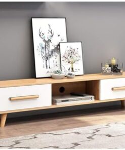 Meuble de divertissement Meuble TV Meuble TV Console de rangement avec tiroirs Console multimédia pour salon Meuble TV avec étagères de rangement ouvertes Meuble multimédia Console multimédi