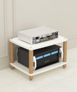 Meuble de Rangement HiFi 3/4 Niveaux, Meuble de Rangement AV, Support d'amplificateur, étagère Audio-vidéo pour Lecteur de disques, récepteur stéréo (Blanc, 2 Niveaux)