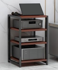 Support multimédia multicouche, meuble multimédia AV moderne avec étagère réglable pour équipement audio, étagère d'affichage multifonctionnelle pour centre de divertissement, support de ran