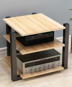 Étagère HiFi 4 Niveaux, Meuble Audio Ouvert, Meuble Audio/vidéo au Sol, Meuble pour amplificateur de Puissance, pour la Maison
