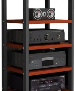 Table d'imprimante avec roulettes, étagère pour imprimante, support HiFi, support multimédia audio/vidéo à 5 niveaux, meuble audio HiFi, facile à déplacer, meuble de support TV, platine viny