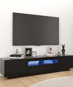 Générique Meuble TV Moderne avec lumières LED, Meuble TV avec Rangement et Centre de Divertissement pour Salon (Noir)
