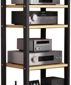 Armoire de Support de composant stéréo à 5 Niveaux, unité multimédia de Support Audio vidéo, étagère de Platine Vinyle, étagères de Stockage de disques, Grand Centre de Divertissement, armoi
