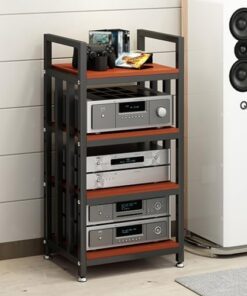 Étagère d'angle pour support multimédia AV à 4 couches, support multimédia audio-vidéo de grande capacité/centre de divertissement - Capacité de charge 881 lb, amplificateur/haut-parleurs/le