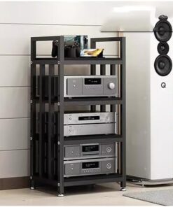 Meuble de rangement pour composants stéréo de salon, bureau à domicile, support multimédia autonome, étagère audio-vidéo moderne, 4 étagères, étagère pour équipement électronique à extrémité