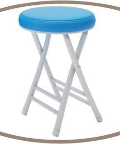 Tabouret pliable rond rembourré, 45,7 cm, tabouret de bar pliable, léger et portable, pour salle à manger, chambre à coucher, salle de bain (bleu)